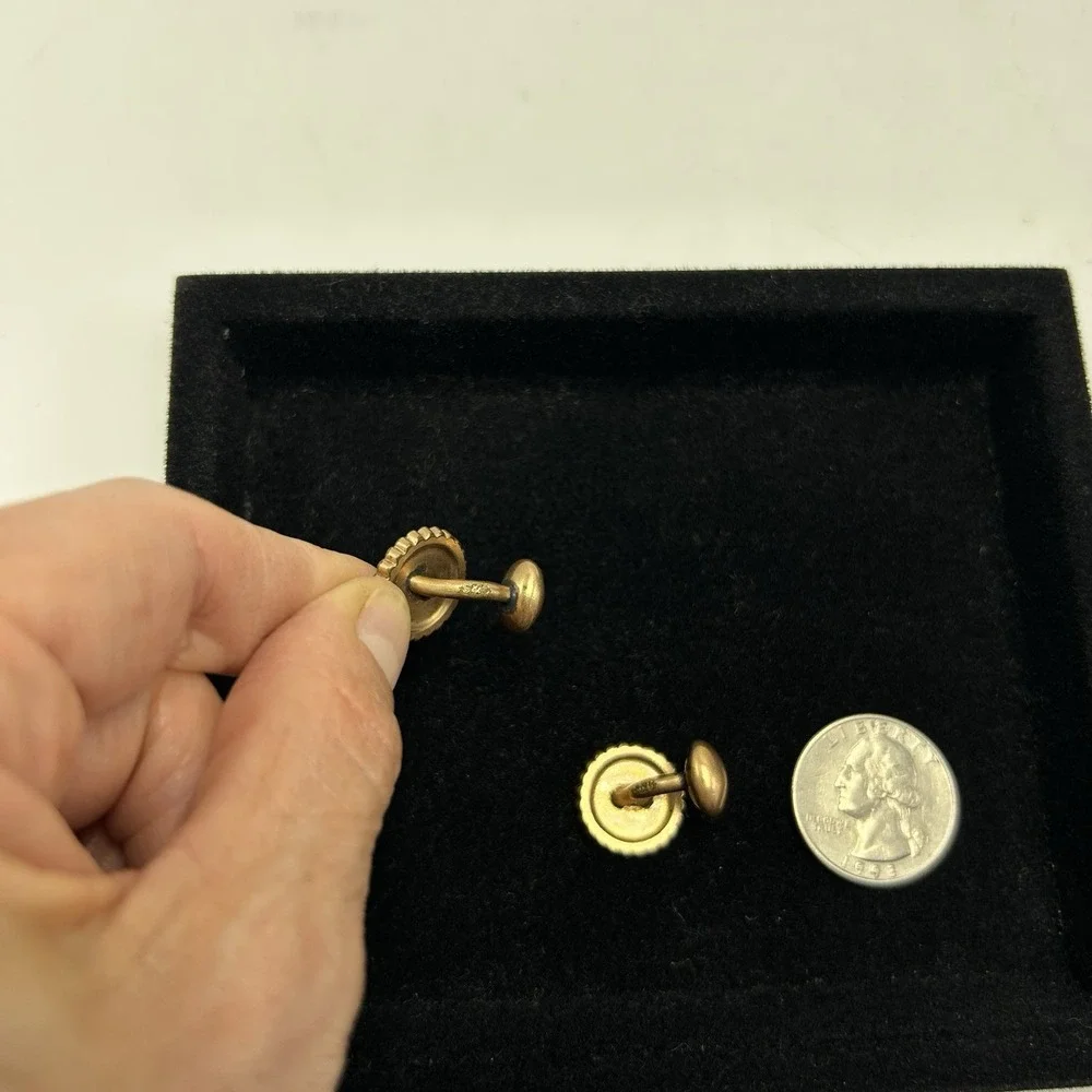 Cufflinks Antique Art Deco Copper Tone French Cuff Etched Classy Marked Money